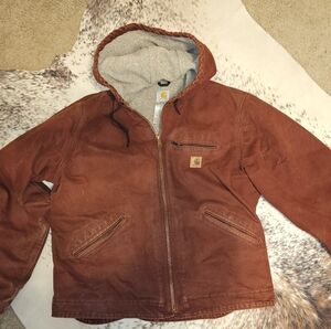 Vintage Carhartt Coat - Burnt Orange/Clay Sherpa Lined Size Large
